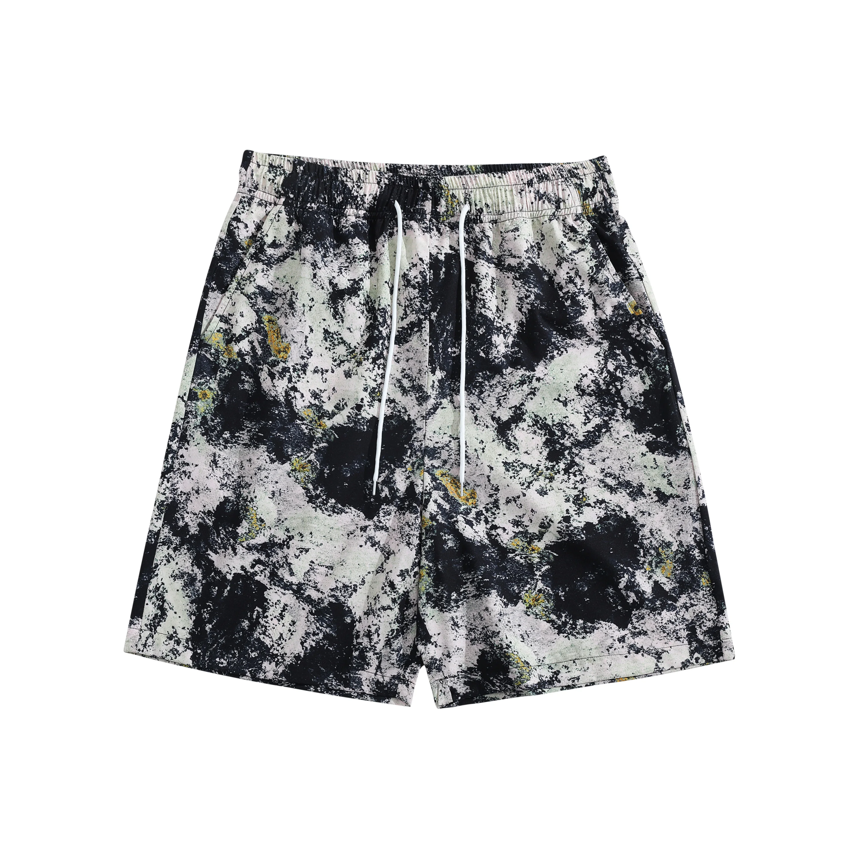 Mens Casual Shorts Black White Grey Watercolor Ink Splash with Subtle Yellow Accents Elastic Drawstring Waist Loose Fit Pants
Mens Casual Shorts Black White Grey Watercolor Ink Splash with Subtle Yellow Accents Elastic Drawstring Waist Loose Fit Pants
