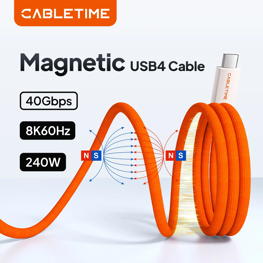  Магнитный кабель CABLETIME USB4 40 Гбит/с 8K 240 Вт USB-C для ноутбуков, Macbook, iPad, быстрая зарядка для iPhone 17/16
Магнитный кабель CABLETIME USB4 40 Гбит/с 8K 240 Вт USB-C для ноутбуков, Macbook, iPad, быстрая зарядка для iPhone 17/16