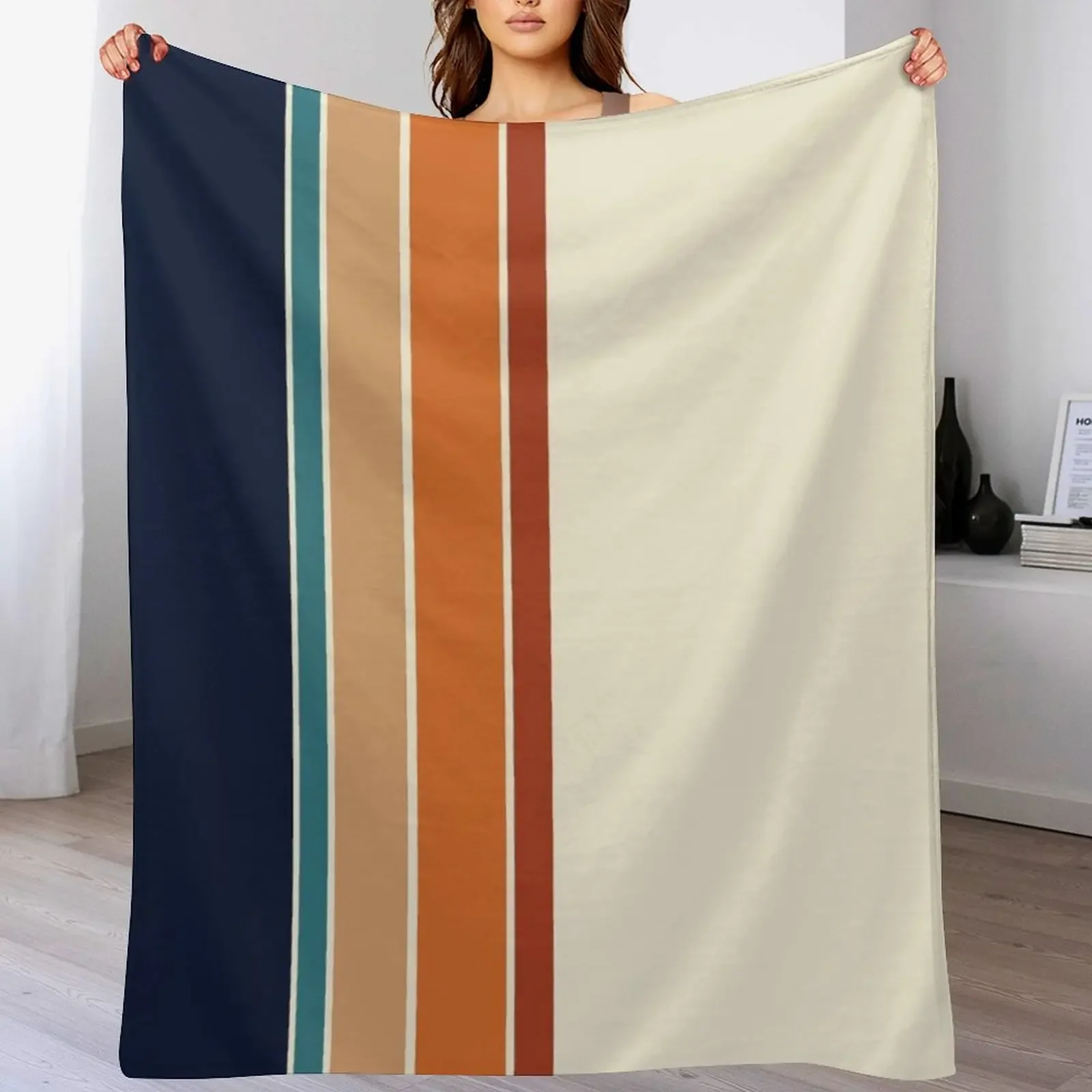Retro Vertical Stripes Orange Rust Blue Throw Blanket All Weather Soft Throw Blanket for Sofa
Retro Vertical Stripes Orange Rust Blue Throw Blanket All Weather Soft Throw Blanket for Sofa