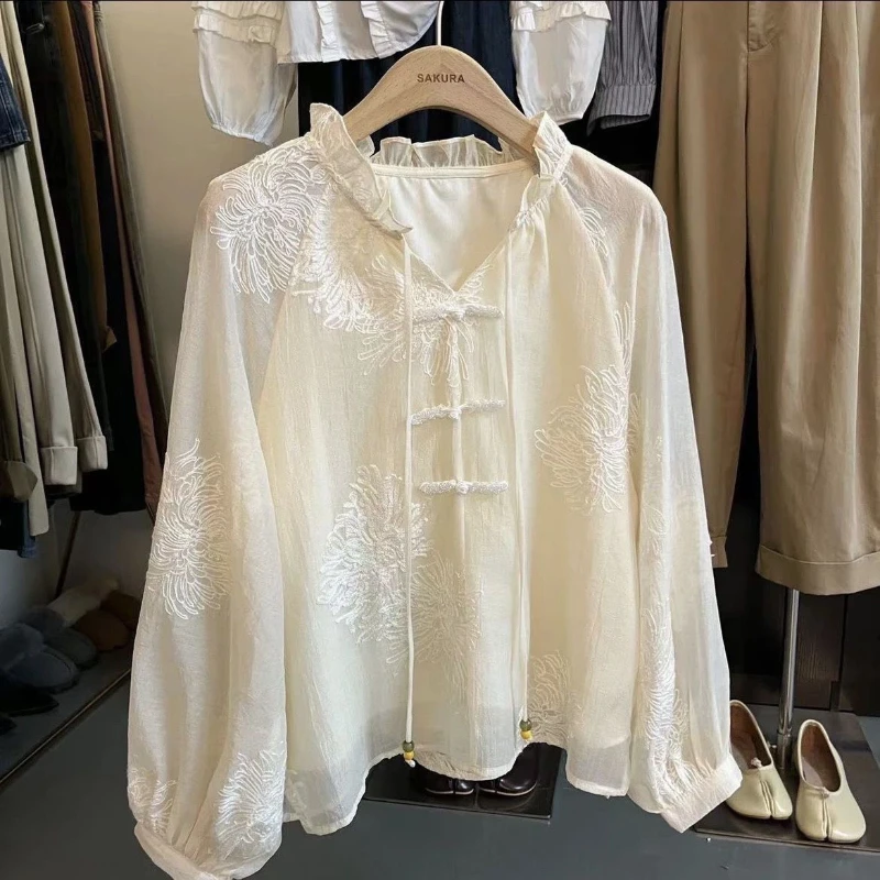 Jacquard Lace Shirt for Women Chinese Style Buttoning Temperament Embroidery New Stand Collar Tie Retro Shirt for Women
Jacquard Lace Shirt for Women Chinese Style Buttoning Temperament Embroidery New Stand Collar Tie Retro Shirt for Women
