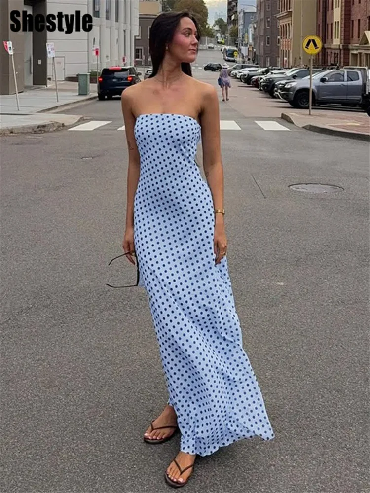 Shestyle Blue Strapless Summer Long Dress Women Streetwear Sweety Mermaid Mesh Yarn Dot Printing Formal Beachwear Holiday
Shestyle Blue Strapless Summer Long Dress Women Streetwear Sweety Mermaid Mesh Yarn Dot Printing Formal Beachwear Holiday