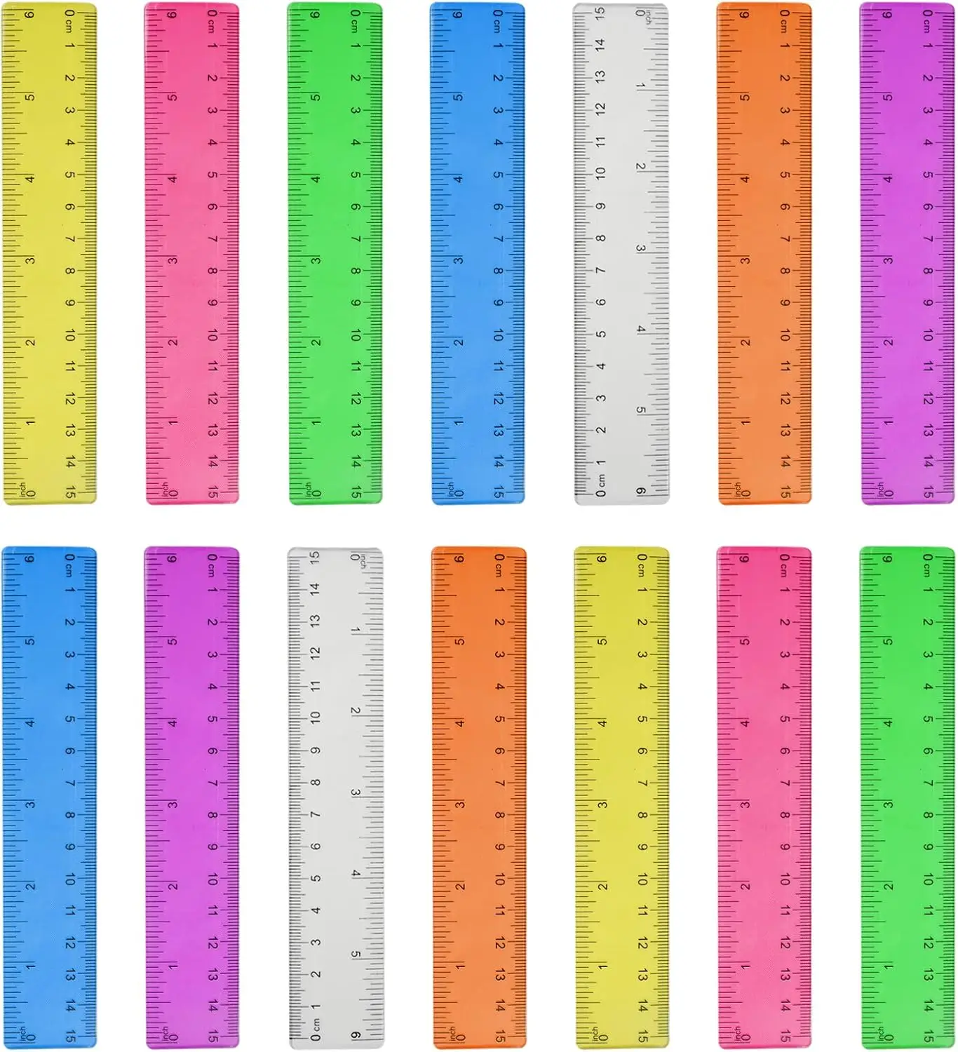 14 Packs 6 Inch Plastic Rulers for Kids, Assorted Colors with Inches and Centimeters for School
14 Packs 6 Inch Plastic Rulers for Kids, Assorted Colors with Inches and Centimeters for School