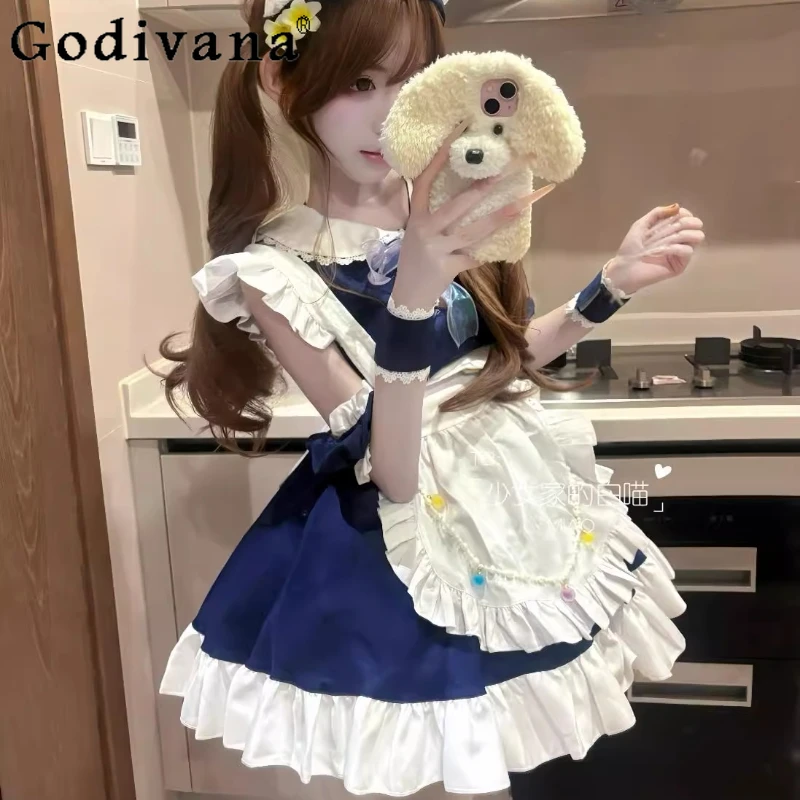 L-5XL Large Size Japanese Hollow Love Maid Uniform Cute Cyan Cos Lolita Dress Summer Girls Sweet Short A-line High Waist Dresses
L-5XL Large Size Japanese Hollow Love Maid Uniform Cute Cyan Cos Lolita Dress Summer Girls Sweet Short A-line High Waist Dresses
