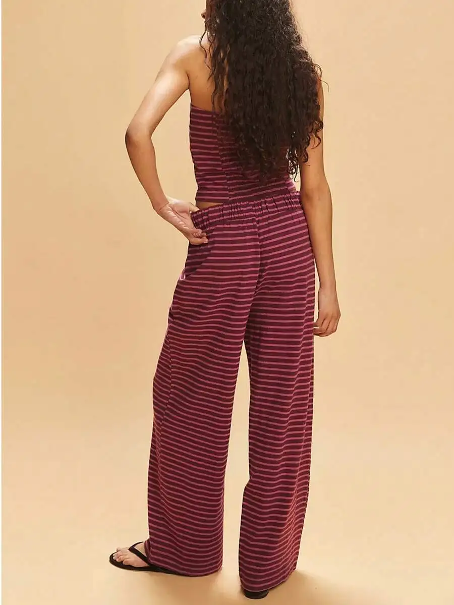 2pcs Women Striped Crop Top And Wide Leg Pants Set Street Casual Outfit Summer Daily Wear
2pcs Women Striped Crop Top And Wide Leg Pants Set Street Casual Outfit Summer Daily Wear