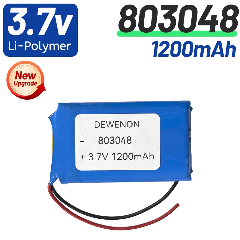 3.7V 1200mAh 803048 Polymer Lithium Rechargeable Battery JST1.25 PH 2.0 2pin plug for GPS navigator MP5 Bluetooth Headset
3.7V 1200mAh 803048 Polymer Lithium Rechargeable Battery JST1.25 PH 2.0 2pin plug for GPS navigator MP5 Bluetooth Headset