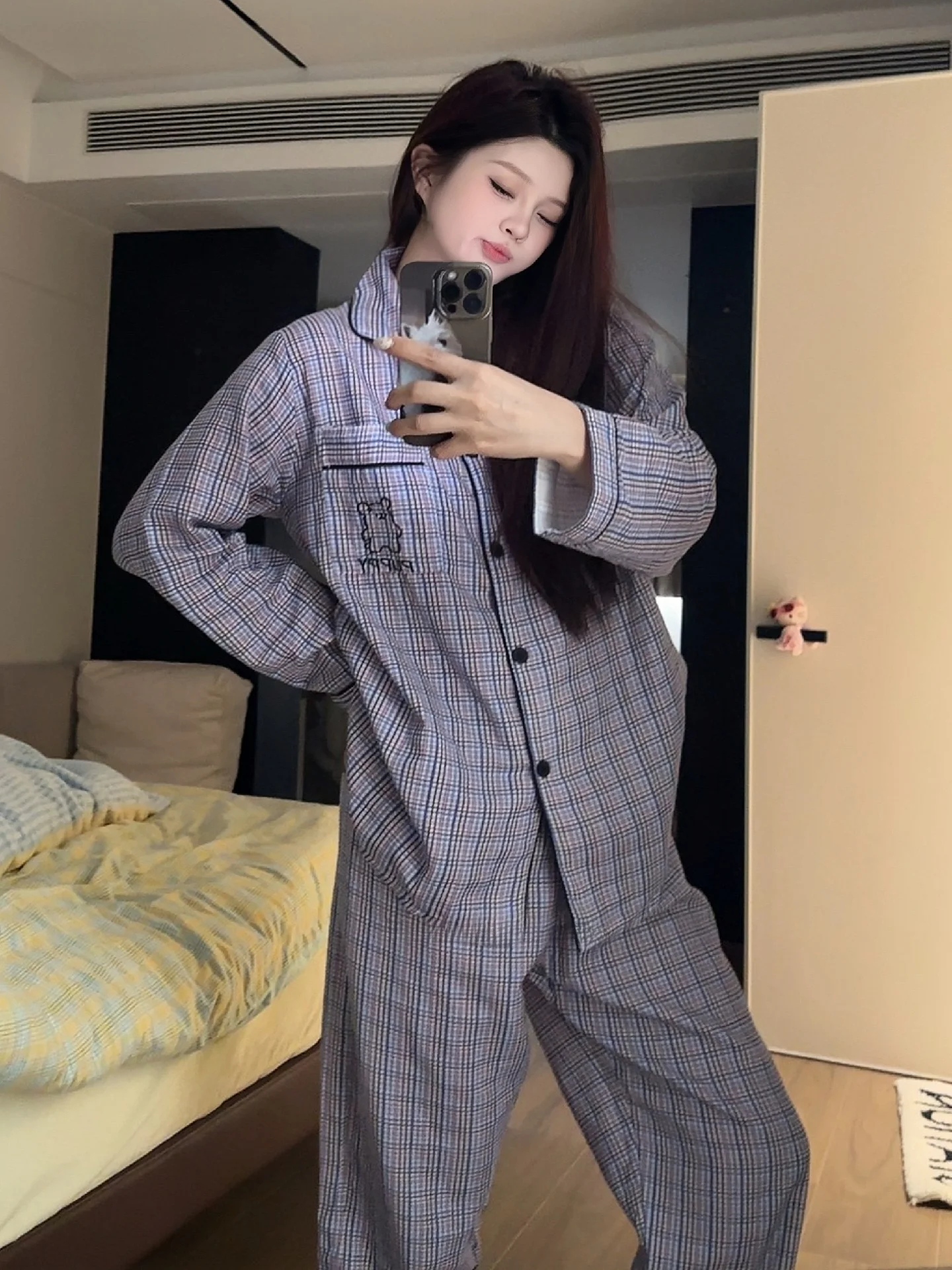 Korean Style Bear Print Pure Cotton Long Sleeve Sleepwear Set for Women Spring New Arrival Cute Home Clothes Set
Korean Style Bear Print Pure Cotton Long Sleeve Sleepwear Set for Women Spring New Arrival Cute Home Clothes Set