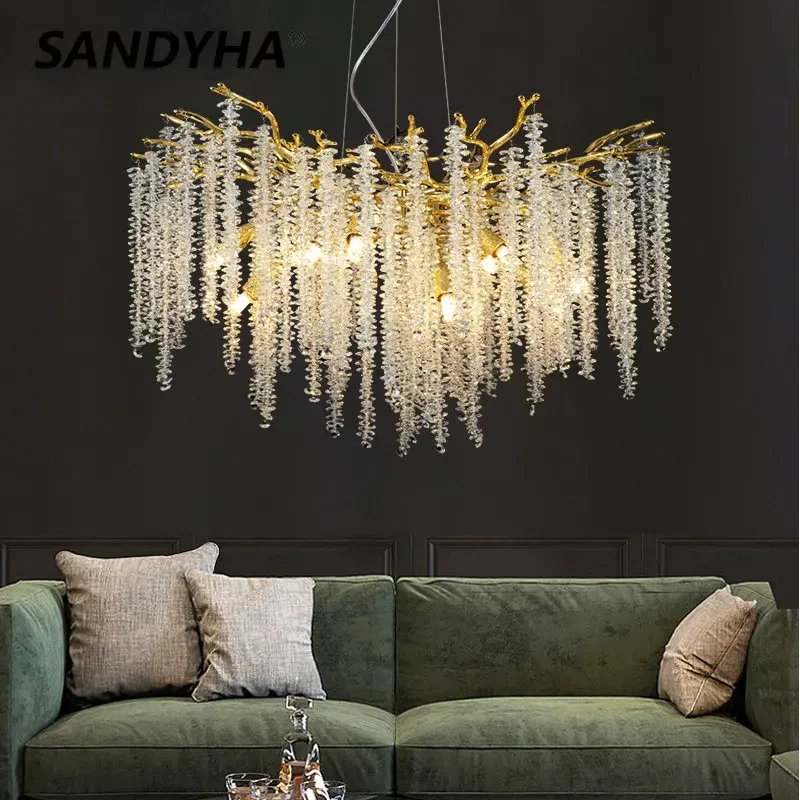 SANDYHA Modern Aluminium Pendant Lights Raindrop Crystal Design Hanging Chandeliers Living Room Dining Table Lighting Fixtures
SANDYHA Modern Aluminium Pendant Lights Raindrop Crystal Design Hanging Chandeliers Living Room Dining Table Lighting Fixtures