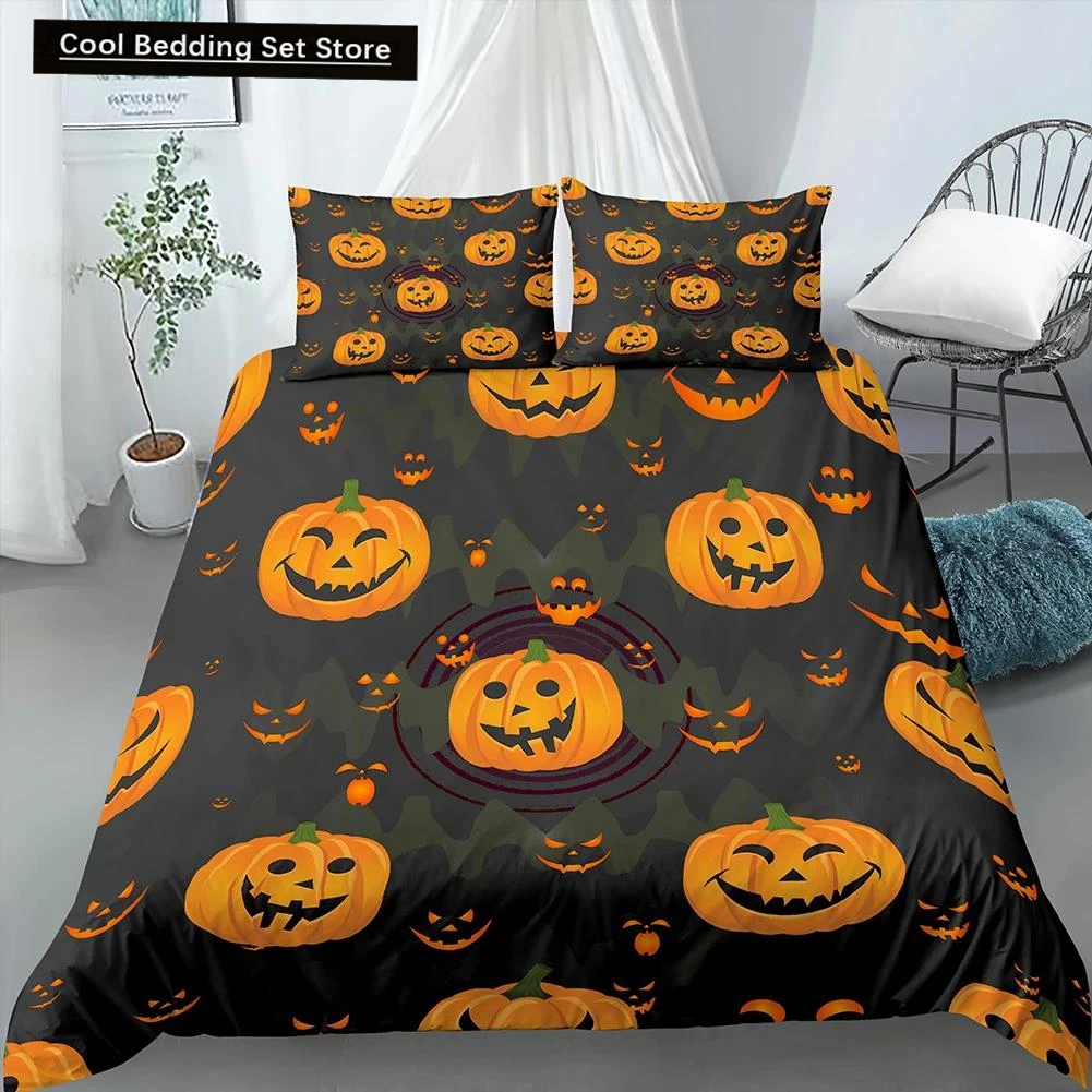 Happy Halloween King Queen Duvet Cover Orange Pumpkin Bedding Set Kids Teens Adults Bats Horror Festival Polyester Quilt Cover 
Happy Halloween King Queen Duvet Cover Orange Pumpkin Bedding Set Kids Teens Adults Bats Horror Festival Polyester Quilt Cover