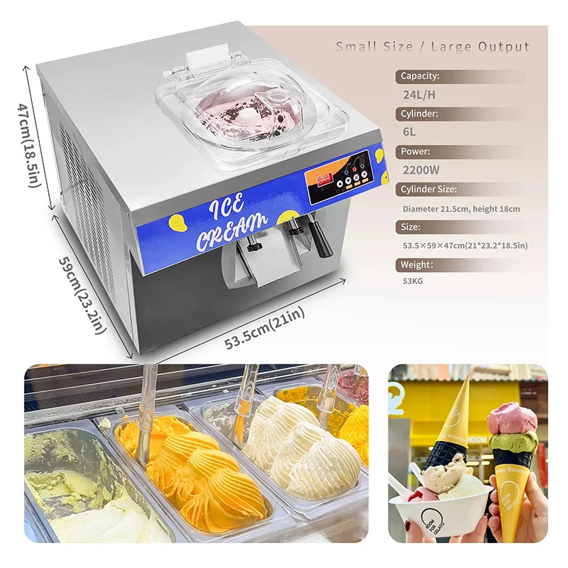 New Commercial Automatic Countertop Ice Cream Machine, 24 L/H Hard-Serve Ice Cream Mixer, 6 L Mixing Bowl, Stainless(Customized)
New Commercial Automatic Countertop Ice Cream Machine, 24 L/H Hard-Serve Ice Cream Mixer, 6 L Mixing Bowl, Stainless(Customized)