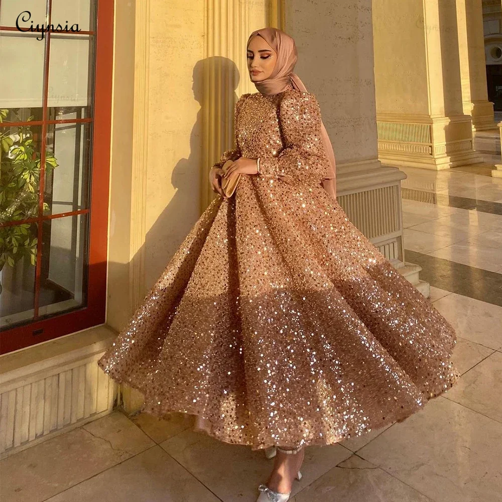 Customized A-line Exquisite HIjab Muslim Evening Dresses 2025 Ankle Length Long Sleeve Prom Dress Glitter Sequin Robe De Soirée
Customized A-line Exquisite HIjab Muslim Evening Dresses 2025 Ankle Length Long Sleeve Prom Dress Glitter Sequin Robe De Soirée