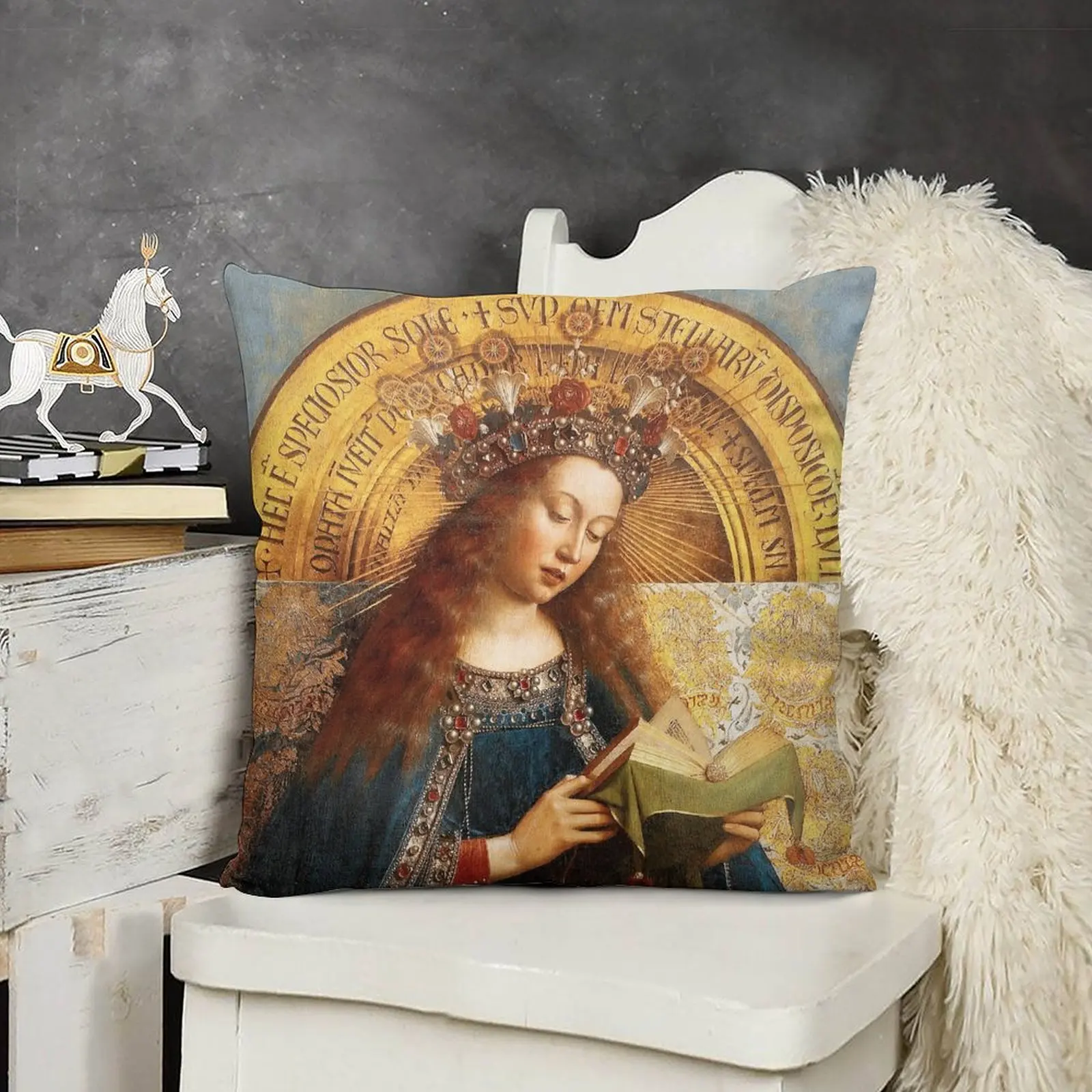 The Ghent Altarpiece (detail - Virgin Mary) Hubert and Jan Van Eyck Throw Pillow sleeping pillows Cushions For Sofa pillow
The Ghent Altarpiece (detail - Virgin Mary) Hubert and Jan Van Eyck Throw Pillow sleeping pillows Cushions For Sofa pillow