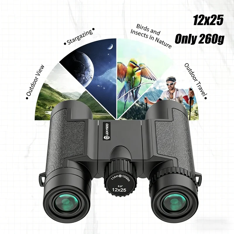 Бинокль LEAYSOO 12x25 портативный, HD, с призмами BAK4, легкий (260 г), водонепроницаемый, с FMC-покрытием, для наблюдения за птицами и путешествий
Бинокль LEAYSOO 12x25 портативный, HD, с призмами BAK4, легкий (260 г), водонепроницаемый, с FMC-покрытием, для наблюдения за птицами и путешествий