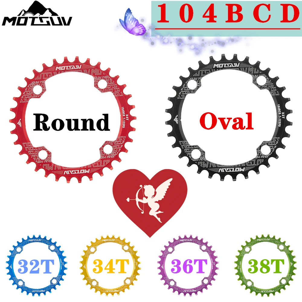 MOTSUV 104BCD MTB Bike Chainring Round oval Narrow Wide aluminum alloy 32T 34T 36T 38T Crankset Tooth Chainwheel Cycling part
MOTSUV 104BCD MTB Bike Chainring Round oval Narrow Wide aluminum alloy 32T 34T 36T 38T Crankset Tooth Chainwheel Cycling part