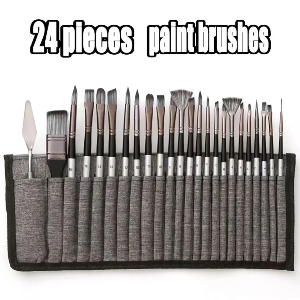 Kit 24 pieces Paint Brush Set for Watercolor Acrylic Gouache Oil Painting Nylon Hair Aluminum Tube
Kit 24 pieces Paint Brush Set for Watercolor Acrylic Gouache Oil Painting Nylon Hair Aluminum Tube