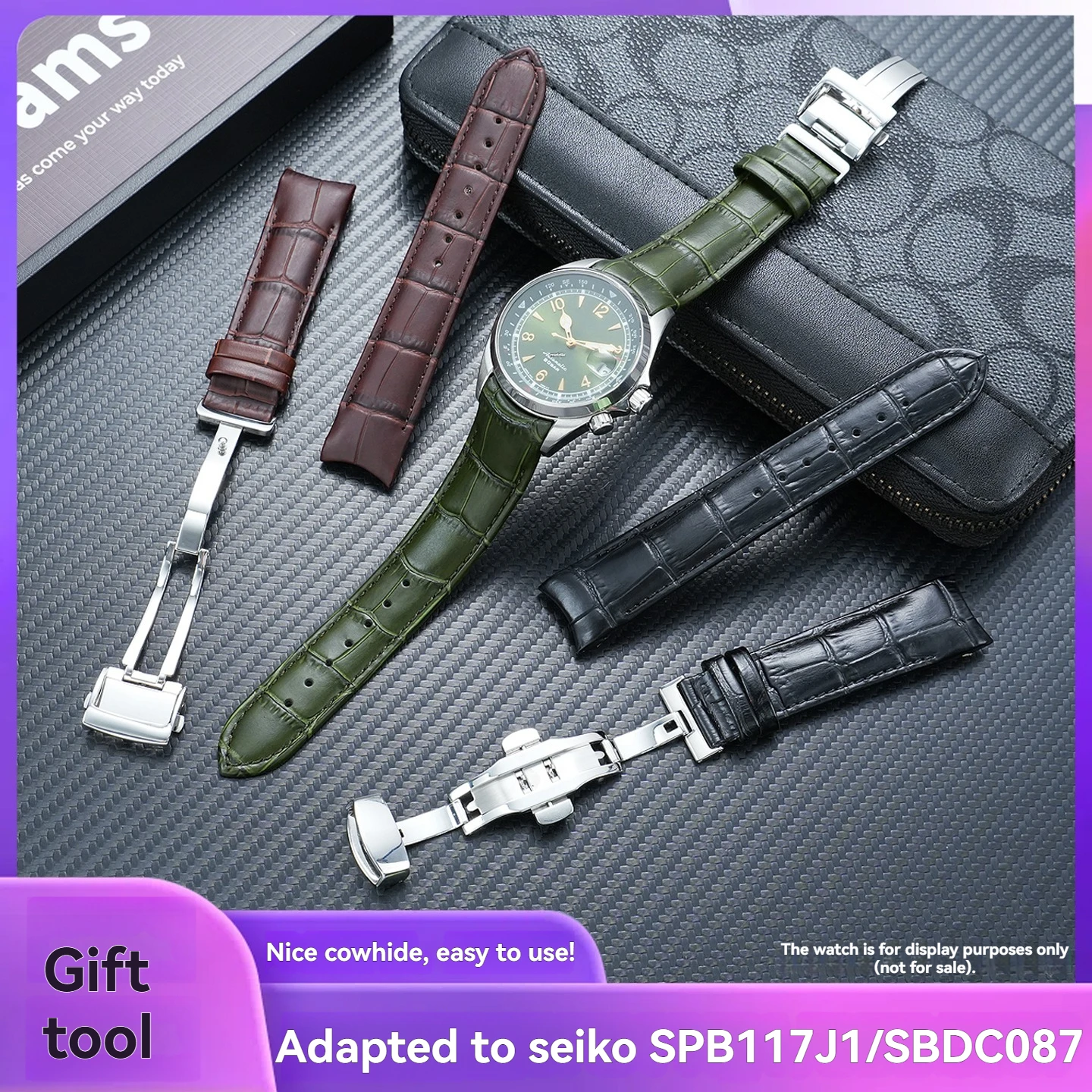 20x18mm Arc shaped Genuine Leather Watch Band for Seiko Men's Accessories SPB/SBDC Series Black Green Watch Strap Folding Clasp
20x18mm Arc shaped Genuine Leather Watch Band for Seiko Men's Accessories SPB/SBDC Series Black Green Watch Strap Folding Clasp