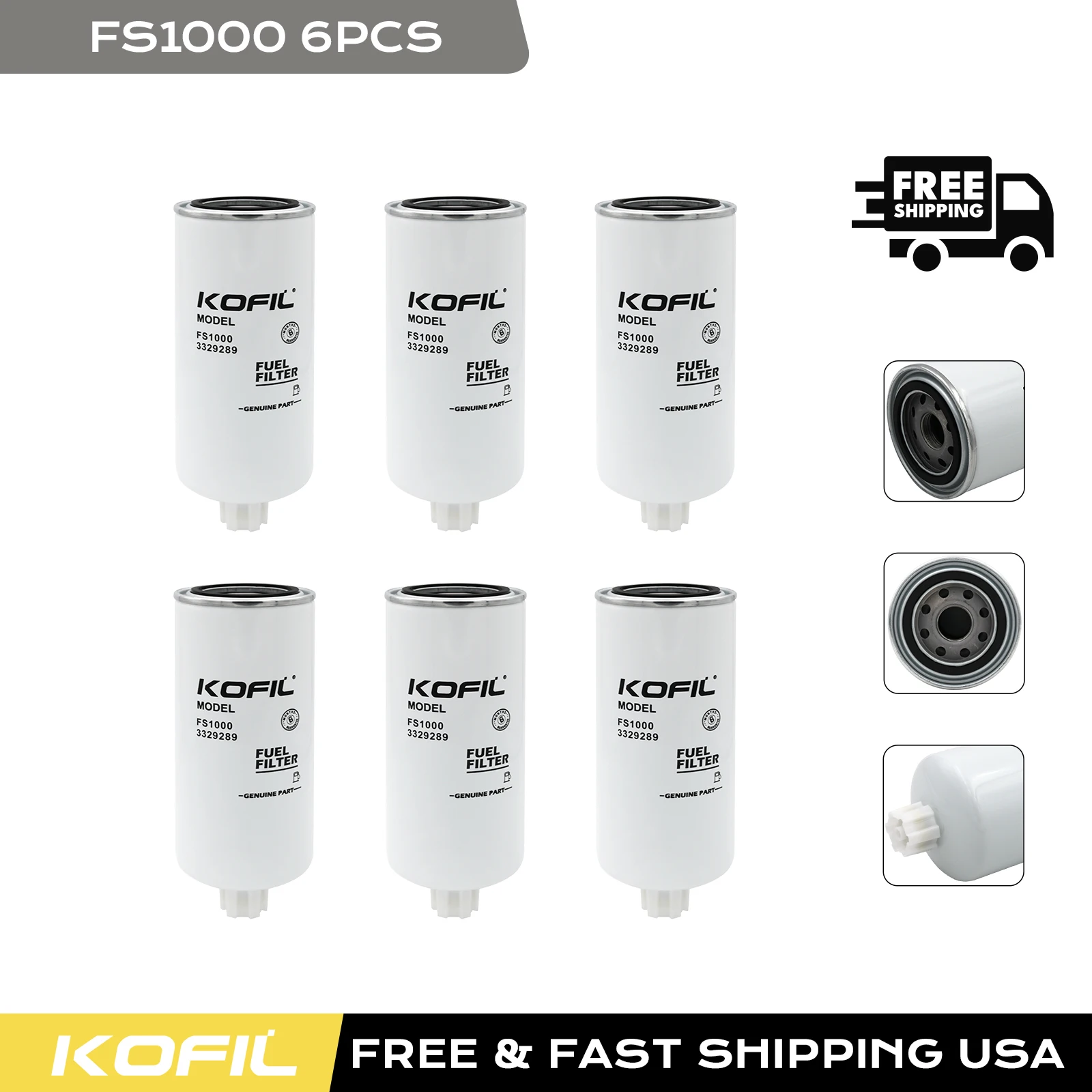 FS1000 Fuel Filter Water Separator Compatible With Cummins ISM11 N14 C15 C16 ISL9 Diesel Engine Kenworth Peterbilt Trucks Replaces 3329289, 2568753, 4377880 (6 Pack)
FS1000 Fuel Filter Water Separator Compatible With Cummins ISM11 N14 C15 C16 ISL9 Diesel Engine Kenworth Peterbilt Trucks Replaces 3329289, 2568753, 4377880 (6 Pack)