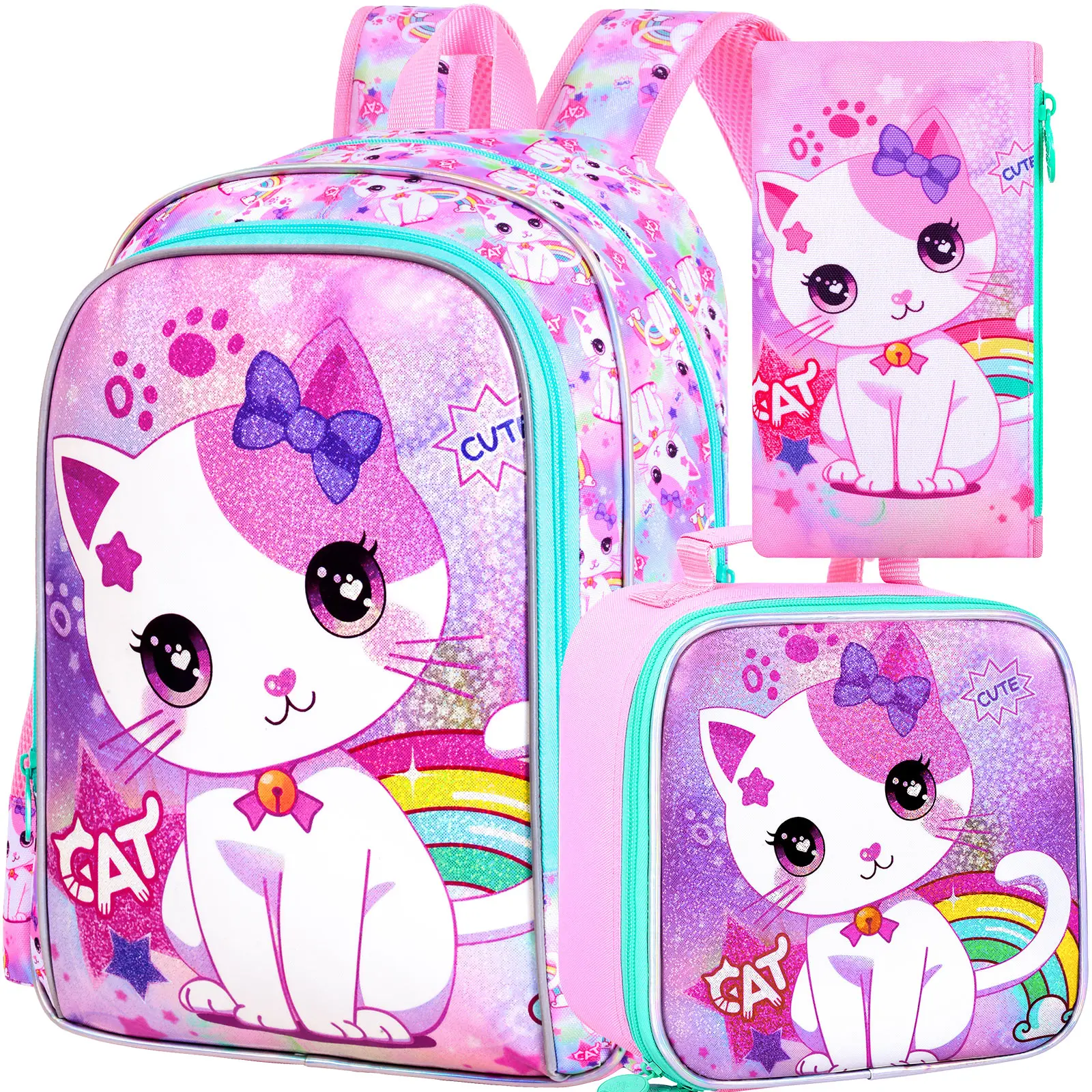 3PCS Backpacks for Girls Cute Reflective Cat Bookbag for Elementary, Kids Water Resistant Backpack Set with Lunch Box
3PCS Backpacks for Girls Cute Reflective Cat Bookbag for Elementary, Kids Water Resistant Backpack Set with Lunch Box