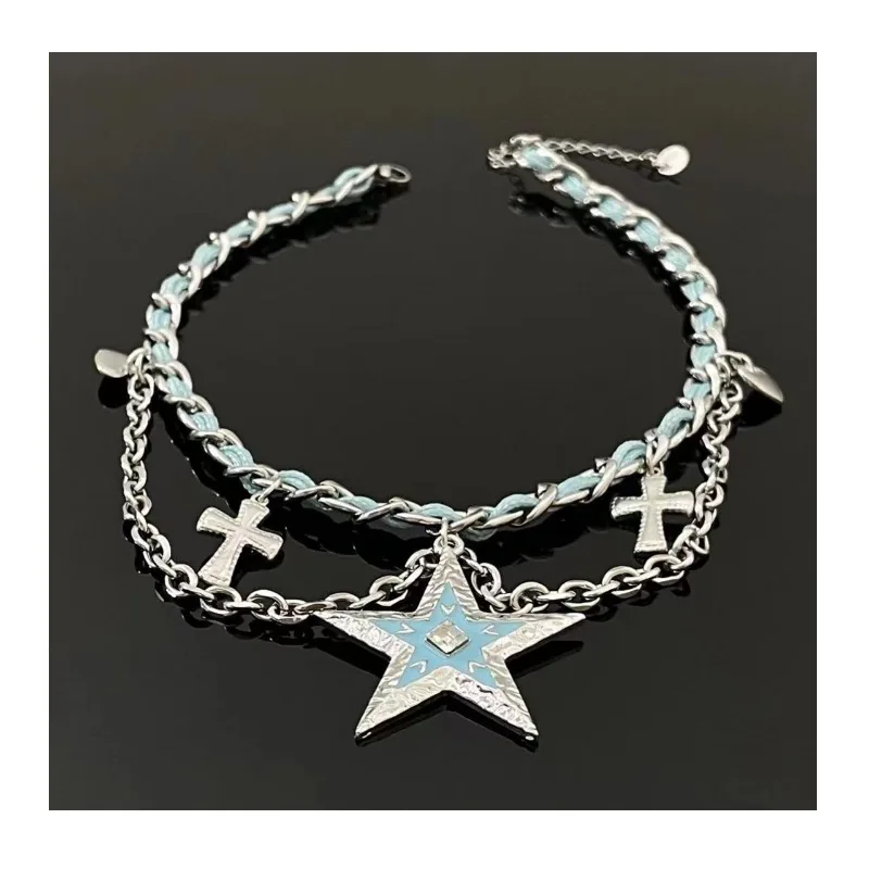 Sweet Cool Wind Dripping Oil Star Cross Butterfly Wax Rope Exquisite Necklace Women's Fashion Street Personality Collarbone Chai
Sweet Cool Wind Dripping Oil Star Cross Butterfly Wax Rope Exquisite Necklace Women's Fashion Street Personality Collarbone Chai