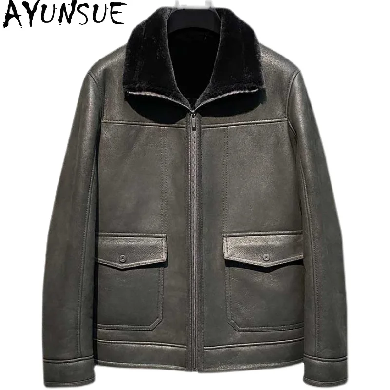 AYUNSUE Real Merino Sheep Fur Jackets for Man Winter Warm Natural Fur Coat Men's Clothes Casual Black Genuine Leather Jacket
AYUNSUE Real Merino Sheep Fur Jackets for Man Winter Warm Natural Fur Coat Men's Clothes Casual Black Genuine Leather Jacket