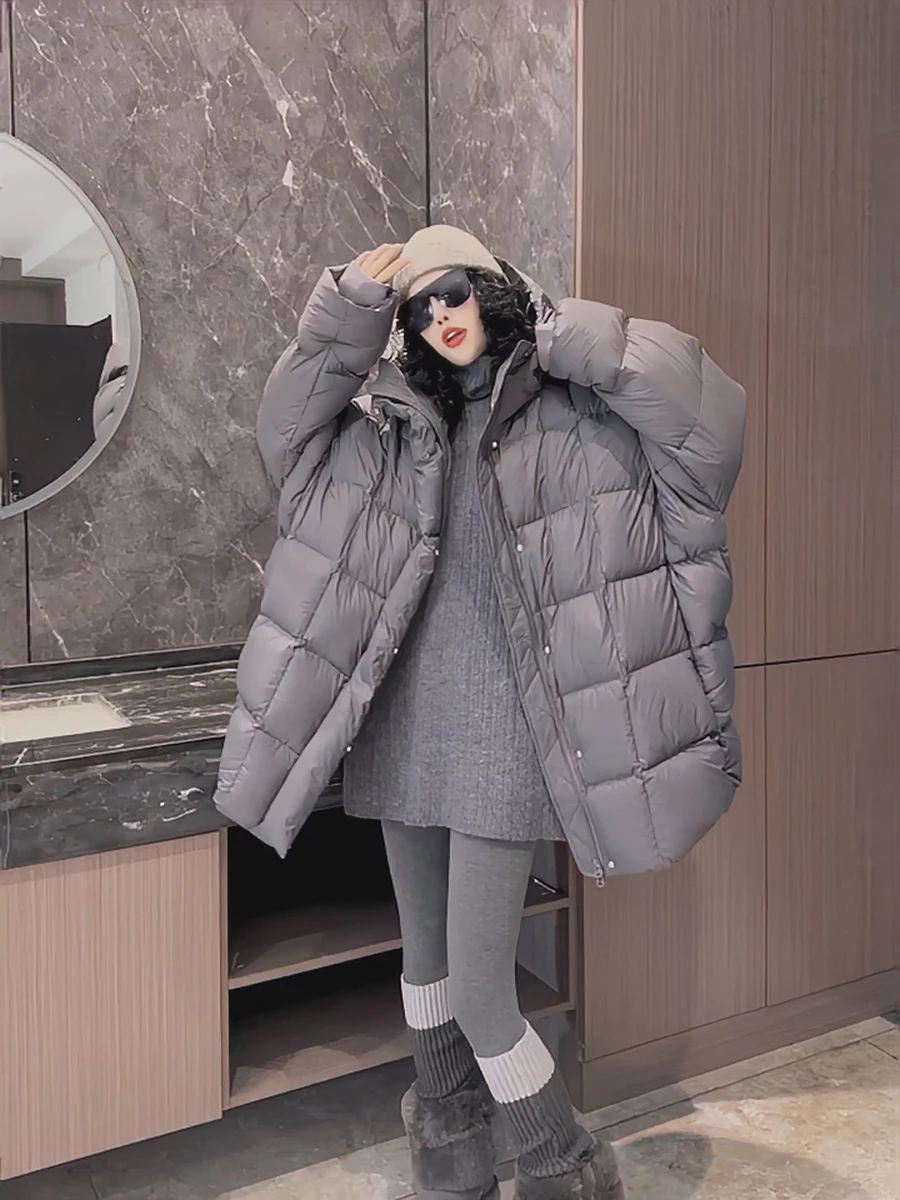 Women's Puffy down Jaet Hooded Loose Fit Mid-Length White Du Feather Outerwear Faionable Winter Coat Korean Sle
Women's Puffy down Jaet Hooded Loose Fit Mid-Length White Du Feather Outerwear Faionable Winter Coat Korean Sle