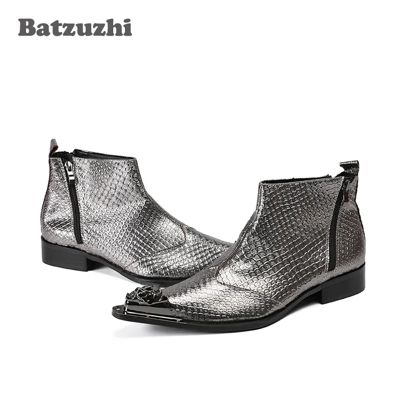 Batzuzhi Handmade Men Boots Metal Pointed Toe Japanese Style Grey Genuine Leather Men Boots Ankle Party Wedding Botas Hombre!
Batzuzhi Handmade Men Boots Metal Pointed Toe Japanese Style Grey Genuine Leather Men Boots Ankle Party Wedding Botas Hombre!
