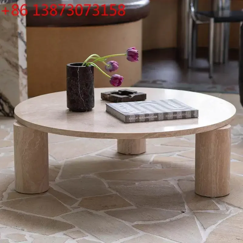 Natural travertine high-end designer living room wabi sand wind marble round tea table
Natural travertine high-end designer living room wabi sand wind marble round tea table