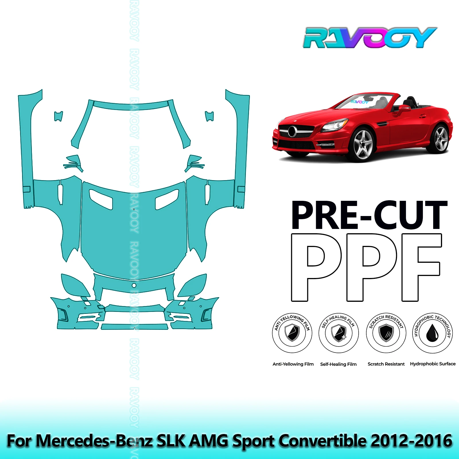 Передний комплект + брюки, прозрачный бюстгальтер, предварительно вырезанная защитная пленка PPF для Mercedes-Benz SLK AMG Sport Convertible 2012-2016 
Передний комплект + брюки, прозрачный бюстгальтер, предварительно вырезанная защитная пленка PPF для Mercedes-Benz SLK AMG Sport Convertible 2012-2016