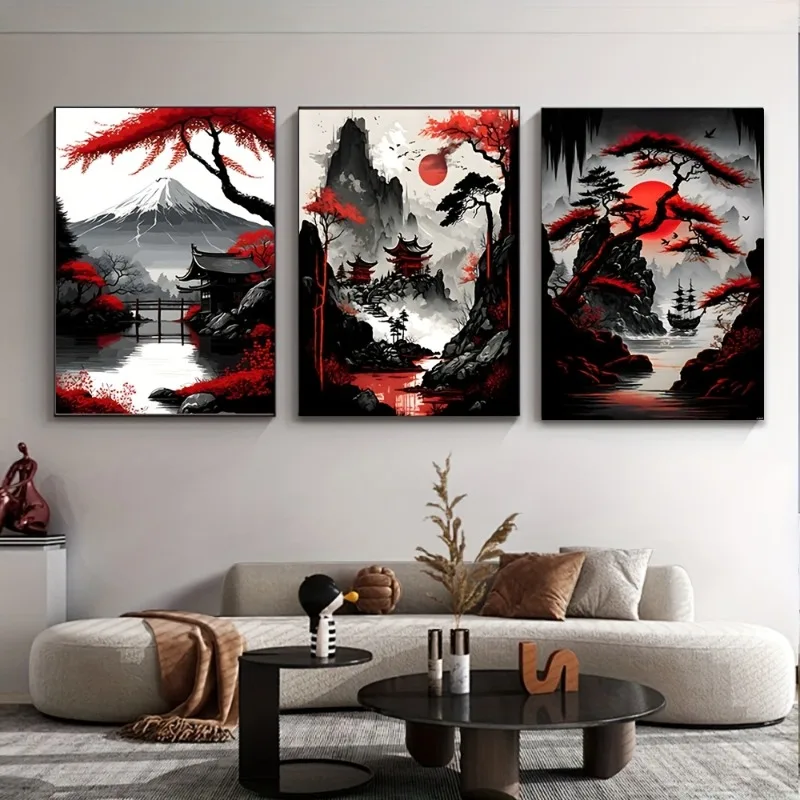 3pcs Set of Frameless Fuji Mountain Temple Japanese Natural Landscape Canvas Painting, Living Room Bedroom Home Wall, Unframed
3pcs Set of Frameless Fuji Mountain Temple Japanese Natural Landscape Canvas Painting, Living Room Bedroom Home Wall, Unframed