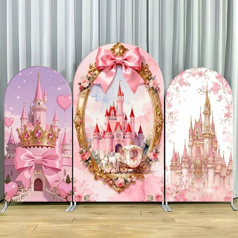 Single Side Arch Backdrop Cover Elegant Pink Castle Themed Party Backdrop Set Featuring Ornate Golden Frame with Carriage
Single Side Arch Backdrop Cover Elegant Pink Castle Themed Party Backdrop Set Featuring Ornate Golden Frame with Carriage