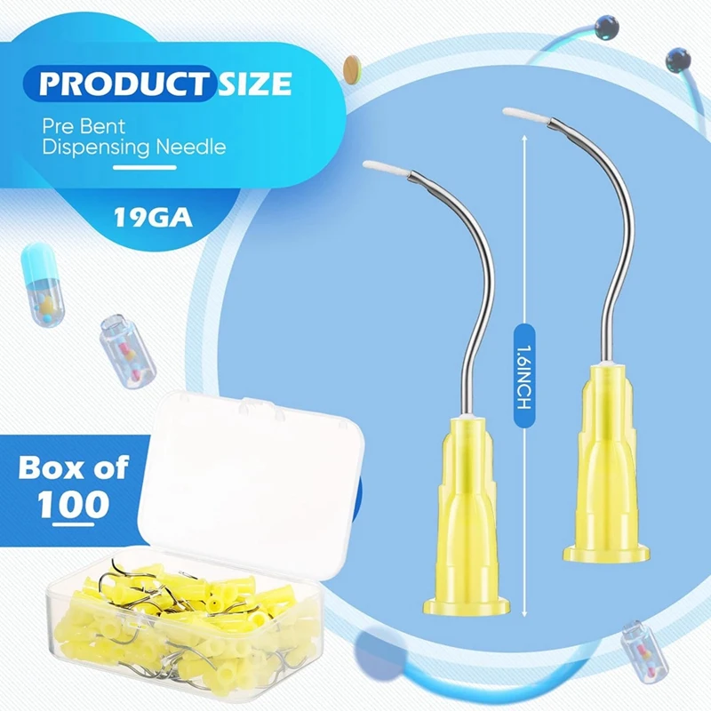 M08K 100 Pcs Pre Bent Dispensing Needle 19G Bent Dispensing Tips with Brush End Dental Syringe Tips
M08K 100 Pcs Pre Bent Dispensing Needle 19G Bent Dispensing Tips with Brush End Dental Syringe Tips