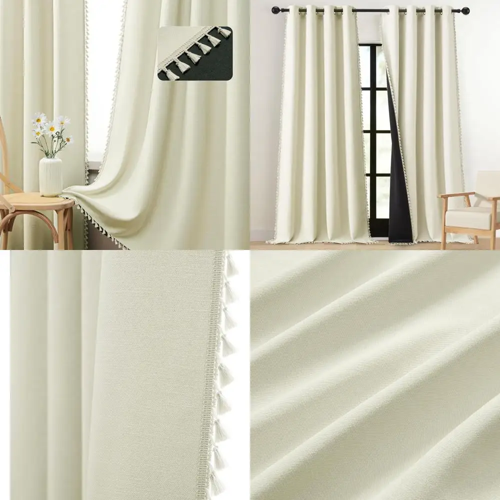 84 Light Beige Linen Boho Style Thermal Insulated Grommet Curtains with Tassels for Living Room & Bedroom
84 Light Beige Linen Boho Style Thermal Insulated Grommet Curtains with Tassels for Living Room & Bedroom