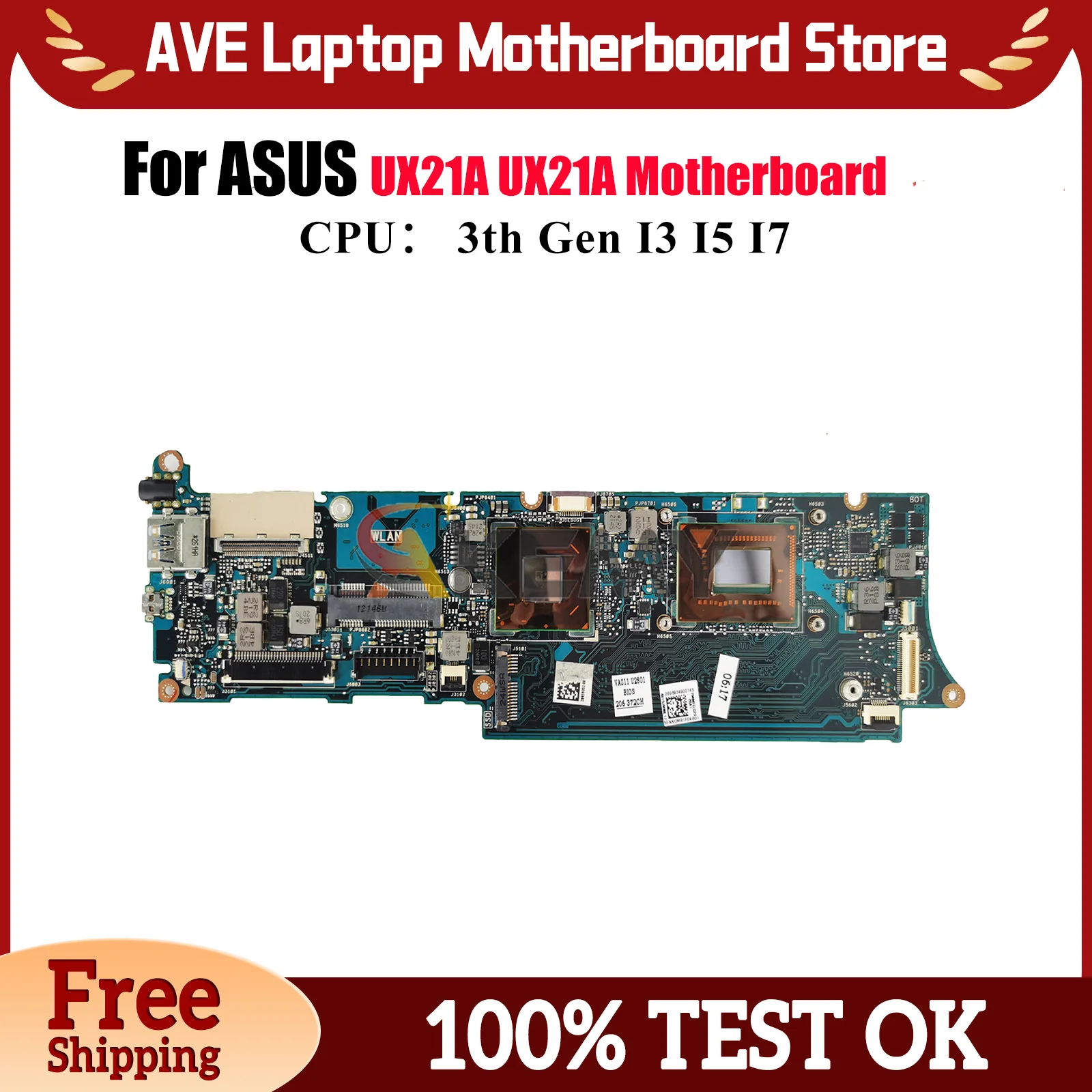 UX21A Laptop Motherboard For ASUS ZenBook UX21A UX21A Notebook Mainboard With CPU 100% tests OK fast shipping High quality
UX21A Laptop Motherboard For ASUS ZenBook UX21A UX21A Notebook Mainboard With CPU 100% tests OK fast shipping High quality