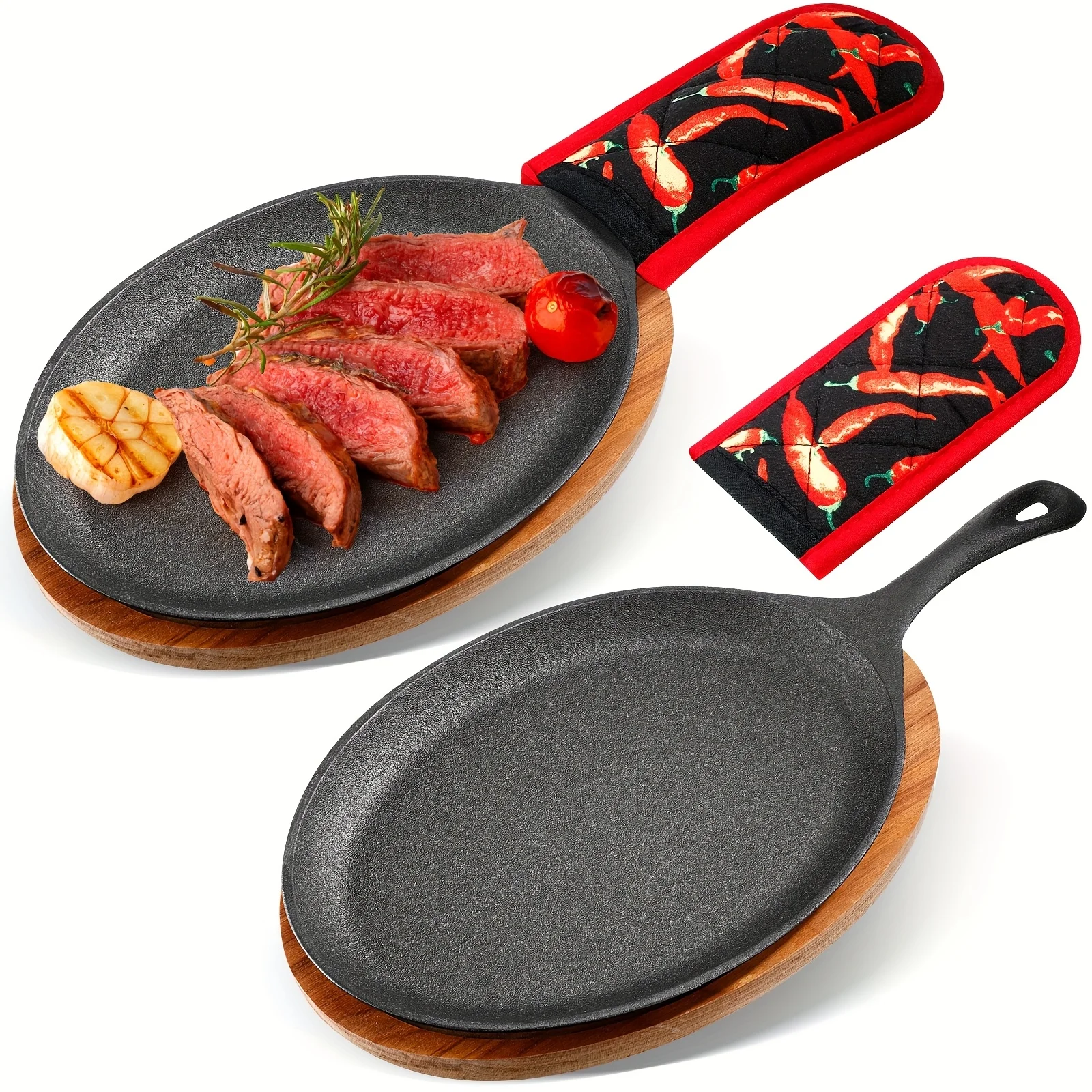 2 Sets Cast Iron Fajita Plate Set Fajita Plate Sizzler Pan with Wooden Tray Anti Scald Protection Hot Mitt Cast Iron Skillet Set for Home Barbeque Kitchen Party Restaurant Catering Service
2 Sets Cast Iron Fajita Plate Set Fajita Plate Sizzler Pan with Wooden Tray Anti Scald Protection Hot Mitt Cast Iron Skillet Set for Home Barbeque Kitchen Party Restaurant Catering Service