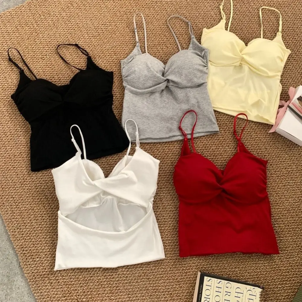 Fashion Sweet Bra with Pads Camisole Beaudy Back Slim Fit Skinny Crop Tops Undershirts Korean Style Sleeveless Vest Beach
Fashion Sweet Bra with Pads Camisole Beaudy Back Slim Fit Skinny Crop Tops Undershirts Korean Style Sleeveless Vest Beach