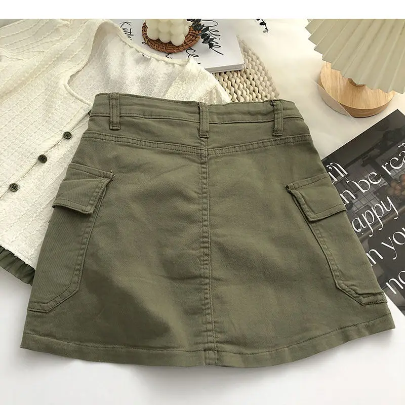 Women's Denim Skirt Fashionable Drawstring Lace Up High Waist Miniskirt Korean Version Retro Fit Versatile Skirt 2022 Khaki New
Women's Denim Skirt Fashionable Drawstring Lace Up High Waist Miniskirt Korean Version Retro Fit Versatile Skirt 2022 Khaki New