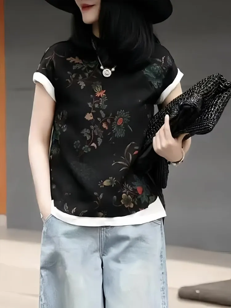 New Chinese Style Retro Simplified Black Print Top Summer Design round Neck Loose National Style T-Shirt Commute Style Long S...
New Chinese Style Retro Simplified Black Print Top Summer Design round Neck Loose National Style T-Shirt Commute Style Long S...