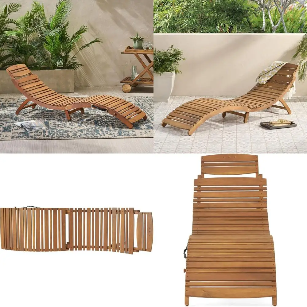 Acacia Wood Outdoor Chaise Lounge Chair, Foldable Patio Sofa for Poolside or Beach, Brown Curved Slat Design
Acacia Wood Outdoor Chaise Lounge Chair, Foldable Patio Sofa for Poolside or Beach, Brown Curved Slat Design