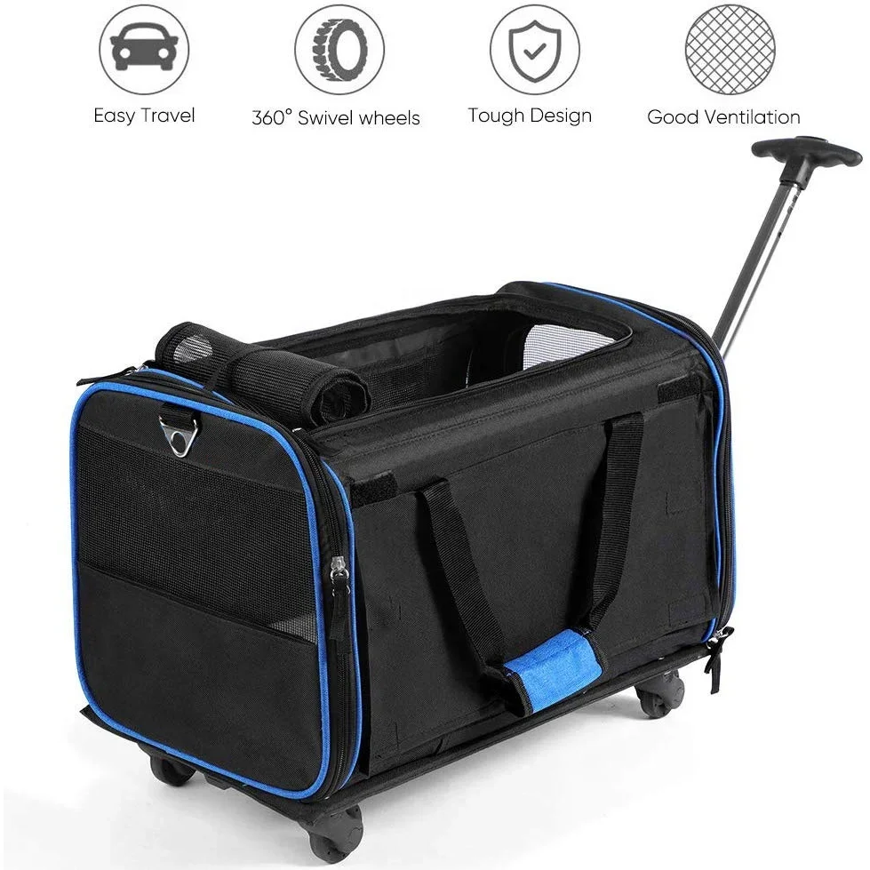 Pet Wheels Rolling Carrier Removable Wheeled Travel Carrier for Pets with Extendable Handle & Detachable Fleece Bed
Pet Wheels Rolling Carrier Removable Wheeled Travel Carrier for Pets with Extendable Handle & Detachable Fleece Bed