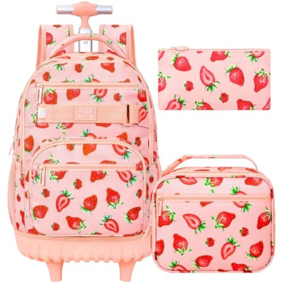 Rolling Backpack for Girls, Womens Strawberry School Backpacks with Wheels, Water-Resistant Roller Wheeled Bookbag Set with Lun
Rolling Backpack for Girls, Womens Strawberry School Backpacks with Wheels, Water-Resistant Roller Wheeled Bookbag Set with Lun