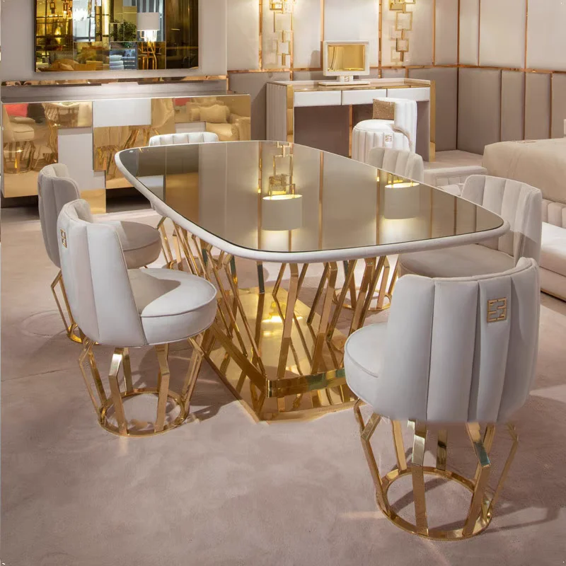 High Quality Luxury Metal Dining Table Chair Set in Gold Modern Design Square Shape Wholesale for Hotels Restaurants Kitchens
High Quality Luxury Metal Dining Table Chair Set in Gold Modern Design Square Shape Wholesale for Hotels Restaurants Kitchens