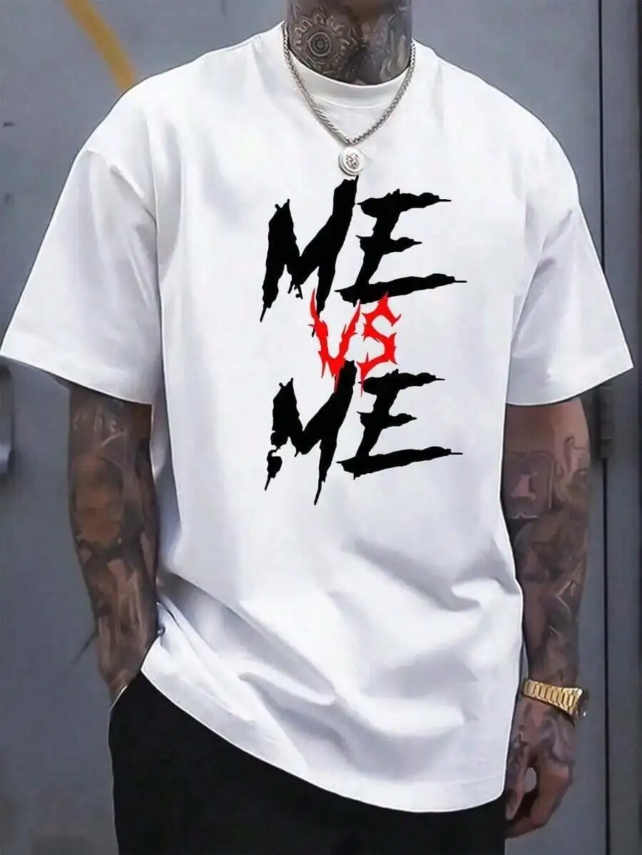 Mens Round Neck Short Sleeve T-Shirt With Creative ME VS ME Print Casual Tee
Mens Round Neck Short Sleeve T-Shirt With Creative ME VS ME Print Casual Tee