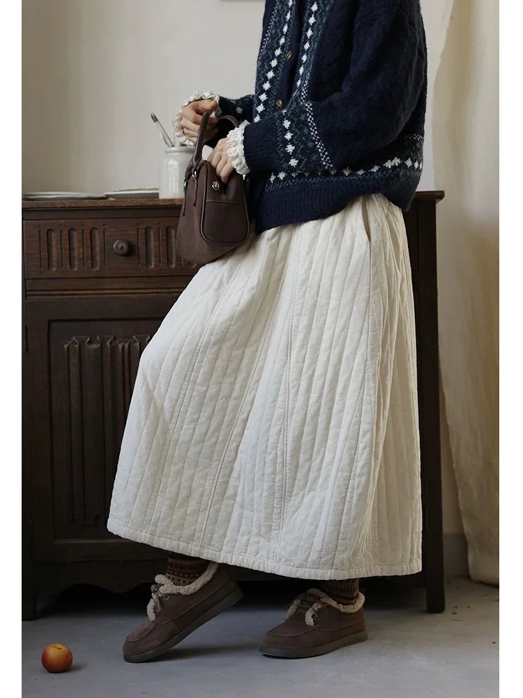 Ретро юбка А-силуэта из вельвета, стеганая, с утеплителем, с высокой талией, теплая, на хлопковой подкладке, свободная, минималистичная, в японском стиле
Ретро юбка А-силуэта из вельвета, стеганая, с утеплителем, с высокой талией, теплая, на хлопковой подкладке, свободная, минималистичная, в японском стиле