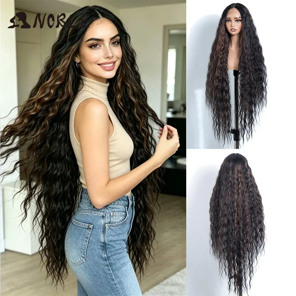 Noble 42 Inch Extra Long Water Wave Synthetic Lace Front Wig Ombre Brown Highlight Glueless Heat Resistant Curly Wig For Women
Noble 42 Inch Extra Long Water Wave Synthetic Lace Front Wig Ombre Brown Highlight Glueless Heat Resistant Curly Wig For Women