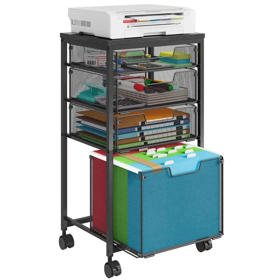 File Cart with 4 Storage Drawers, Filing Cabinet for Home Office, Hanging File Folder Organizer with Wheels Under Desk, Utility
File Cart with 4 Storage Drawers, Filing Cabinet for Home Office, Hanging File Folder Organizer with Wheels Under Desk, Utility