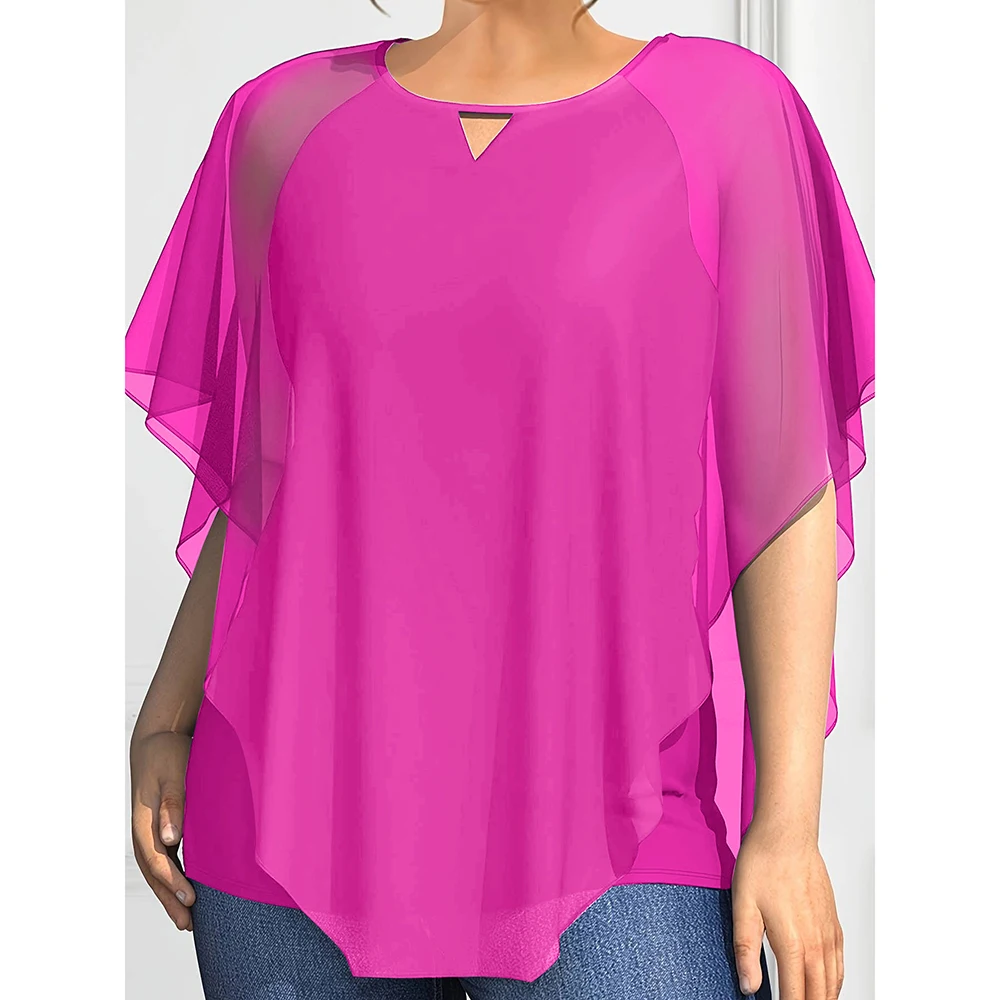 Plus Size Women’s Blouse Elegant Lace Patchwork Chiffon Short Sleeve Shirts Summer Solid Round Neck Loose Tierred Female Blouses
Plus Size Women’s Blouse Elegant Lace Patchwork Chiffon Short Sleeve Shirts Summer Solid Round Neck Loose Tierred Female Blouses