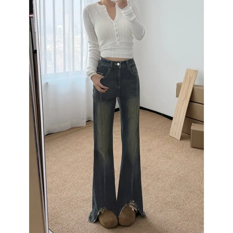 High Waist Bell Bot Jeans Women's Spring 2026 New Elastic Slimming Drapey Bell Pants Retro Slit Frayed Cotton Stretch Denim
High Waist Bell Bot Jeans Women's Spring 2026 New Elastic Slimming Drapey Bell Pants Retro Slit Frayed Cotton Stretch Denim