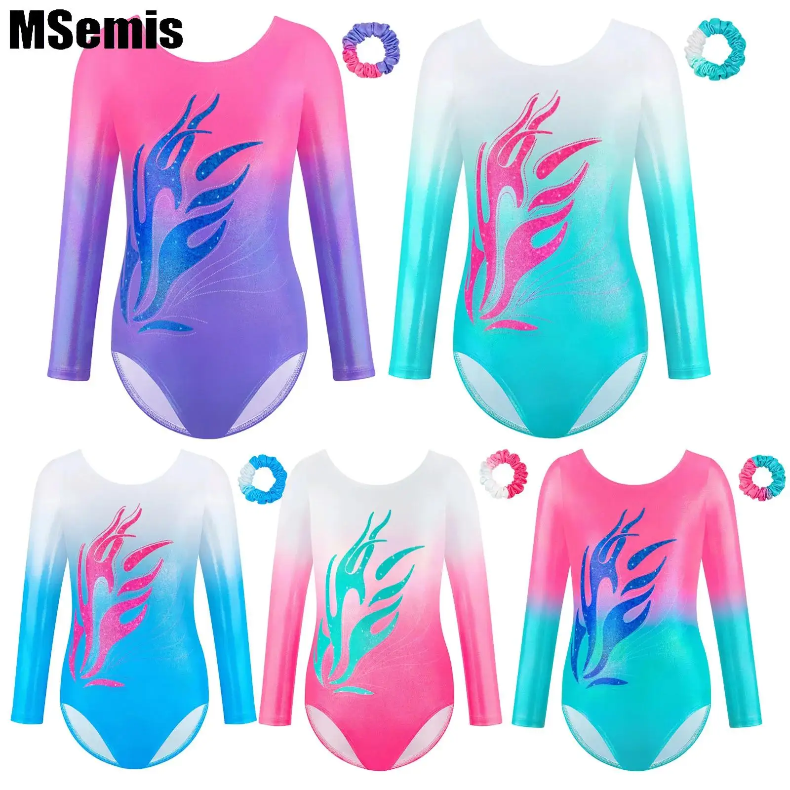 Kids Girls Color Block Dance Leotard Long Sleeve Metallic Leotard with Hair Band for Gymnastics Training Examination Performance
Kids Girls Color Block Dance Leotard Long Sleeve Metallic Leotard with Hair Band for Gymnastics Training Examination Performance