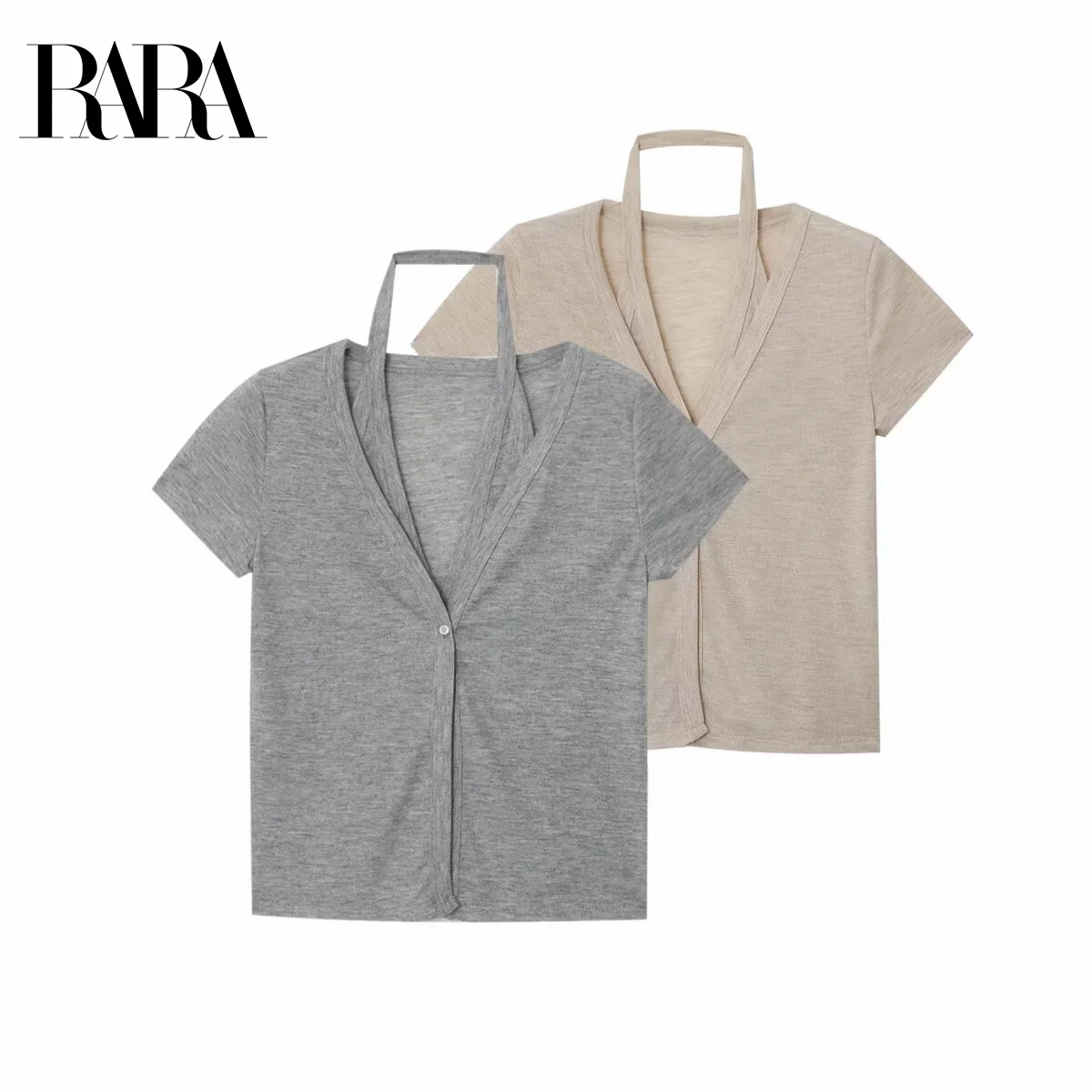 RARA Women's Summer New Fake Two Piece Design Casual Elegant Double Layer Collar Halter Neck V Neck Short Sleeve Slim T Shirt
RARA Women's Summer New Fake Two Piece Design Casual Elegant Double Layer Collar Halter Neck V Neck Short Sleeve Slim T Shirt