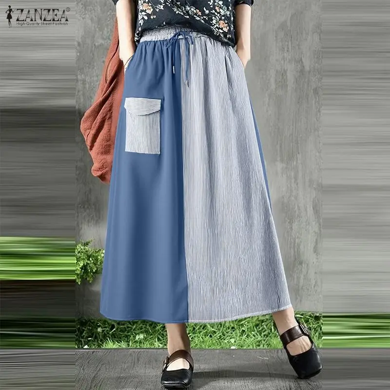 ZANZEA Vintage Striped Long Skirts Women Autumn High Waist Casual Elastic Waist Midi Jupes Faldas Saia Loose Patchwork Bottoms
ZANZEA Vintage Striped Long Skirts Women Autumn High Waist Casual Elastic Waist Midi Jupes Faldas Saia Loose Patchwork Bottoms