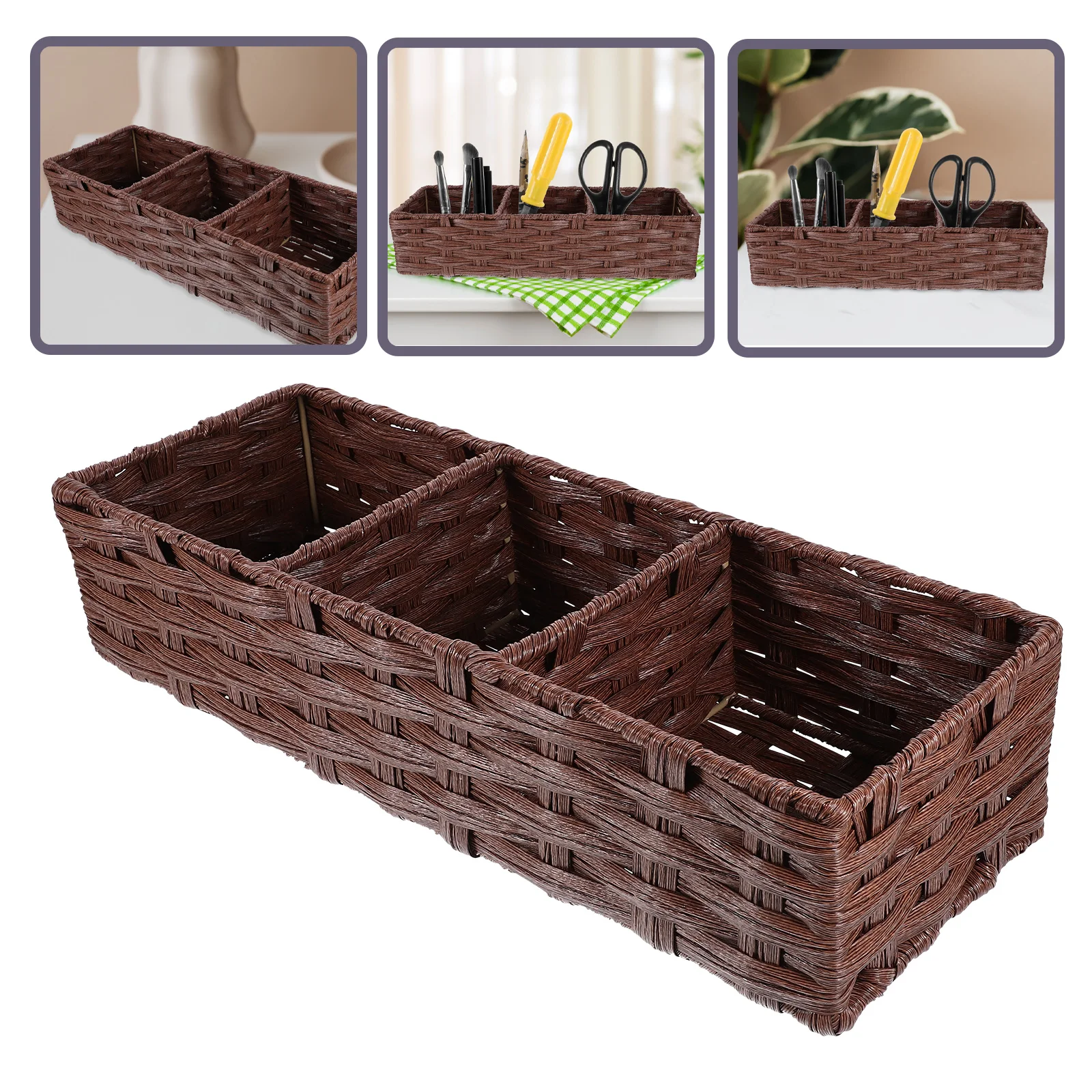 Imitation Rattan Storage Basket Bathroom Makeup Desk Kitchen ganizer Coffee 42x14 5x9 5cm Plastic Metal Lightweight Household
Imitation Rattan Storage Basket Bathroom Makeup Desk Kitchen ganizer Coffee 42x14 5x9 5cm Plastic Metal Lightweight Household